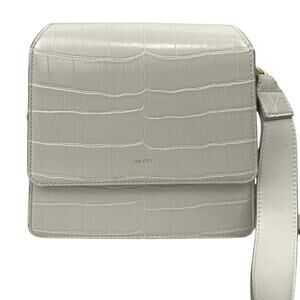 JW Pei Women's White Leather Croc Snap The Fae Crossbody Handbag One Size